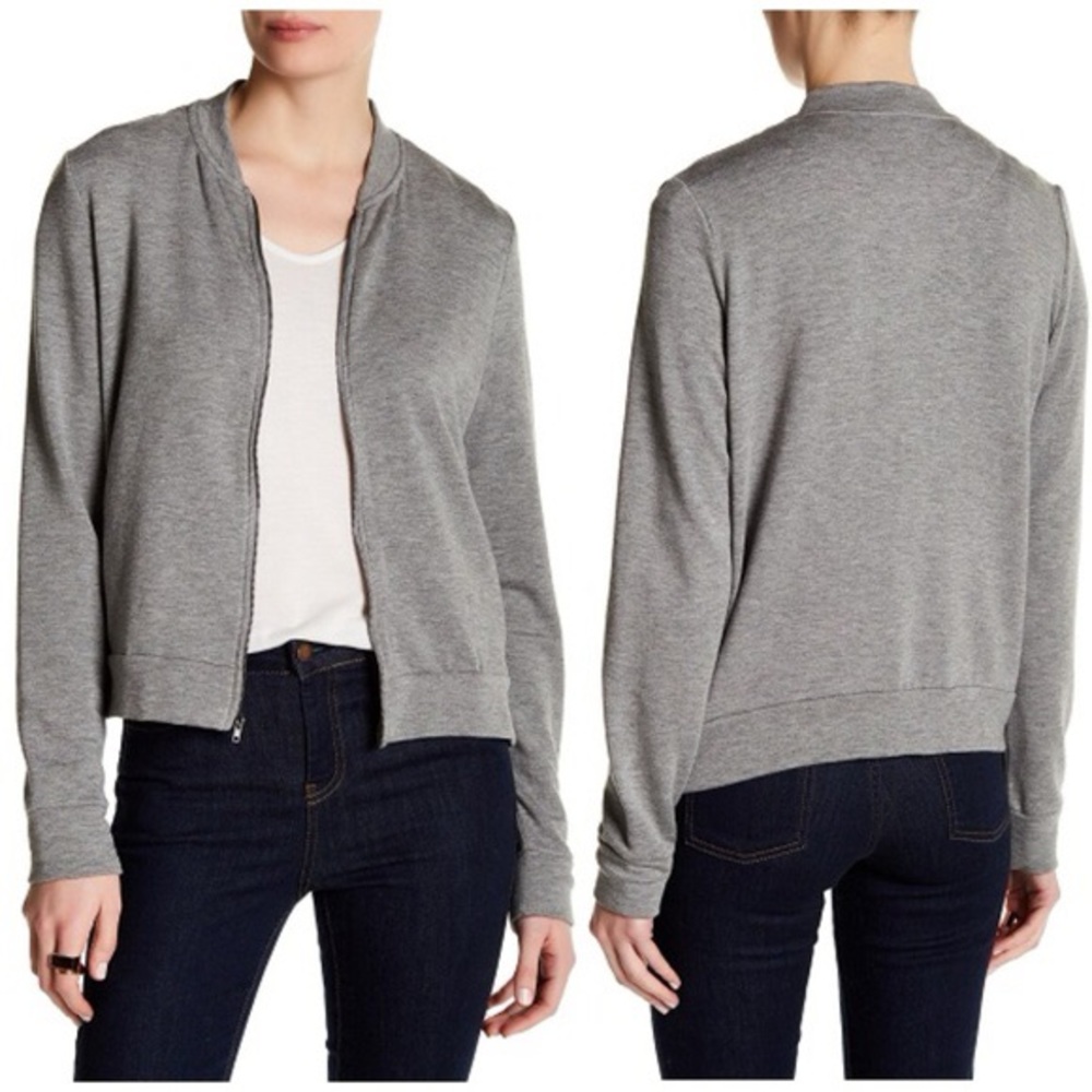 H by Bordeaux Fleece Bomber Jacket - Grey XS